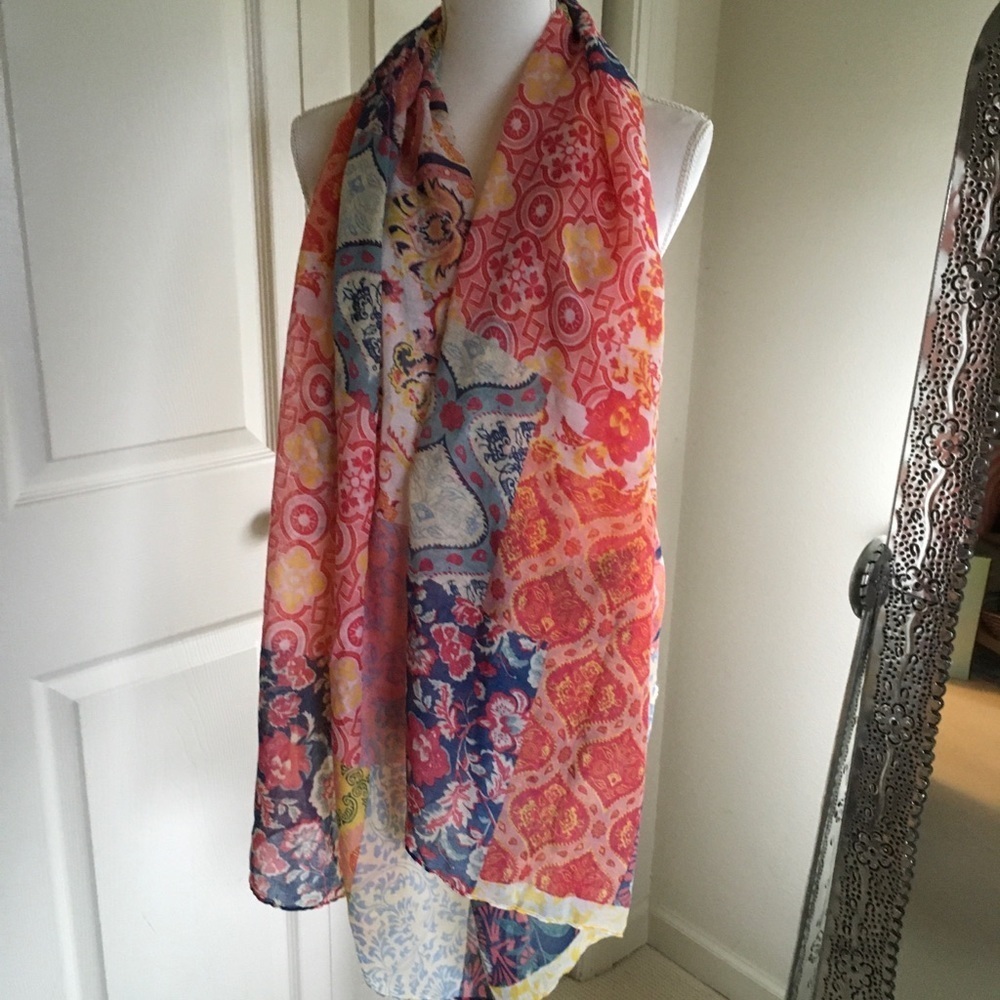 Pink, blue and cream scarf​